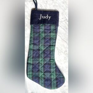 Mark & Graham Plaid and Velvet monogrammed -JUDY-Stocking